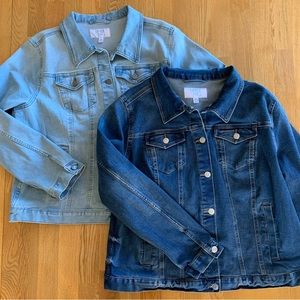 Set of 2 Denim Jean Jackets, Time and Tru, Women’s XL, 1 Light Wash, 1 Dark Wash